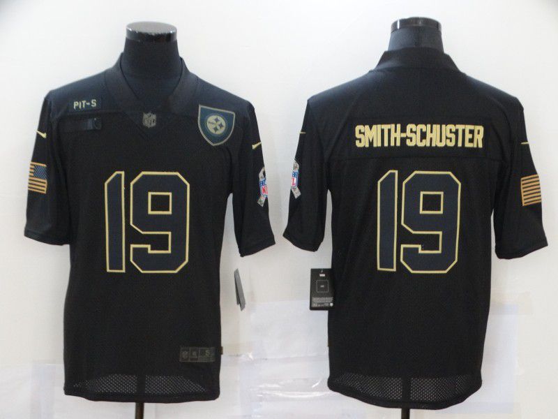 Men Pittsburgh Steelers #19 Smith-schuster Black gold lettering 2020 Nike NFL Jersey->tennessee titans->NFL Jersey